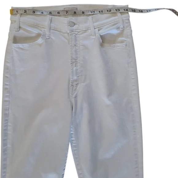 MOTHER The Hustler Ankle Fray Hem Jeans White Straight Flare - Picture 13 of 15